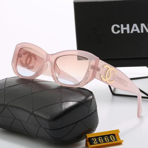 6-color stylish CC letter temple sunglasses