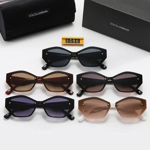 5-color fashion D letter hexagonal rhombus frame sunglasses