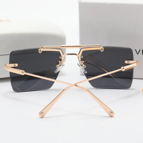 5 color fashion frameless double bridge polarized sunglasses