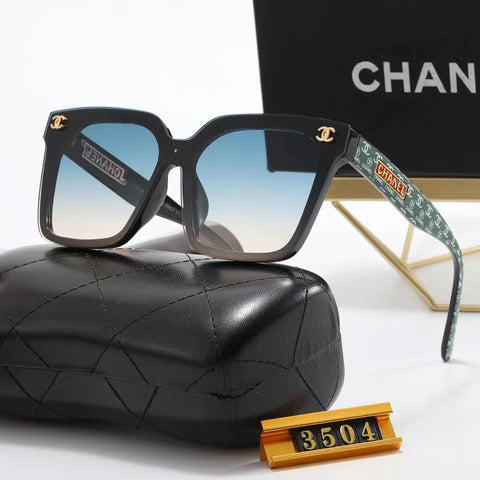 8-color fashion double C square letter printing temple polarized sunglasses