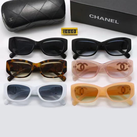 6-color stylish CC letter temple sunglasses