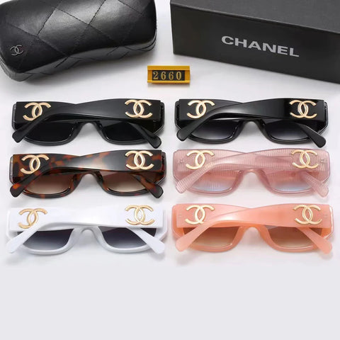 6-color stylish CC letter temple sunglasses