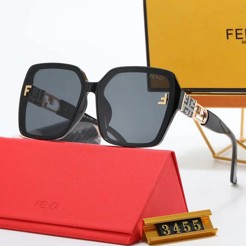 4-color fashion double F letter LOGO hollow temple polarized sunglasses