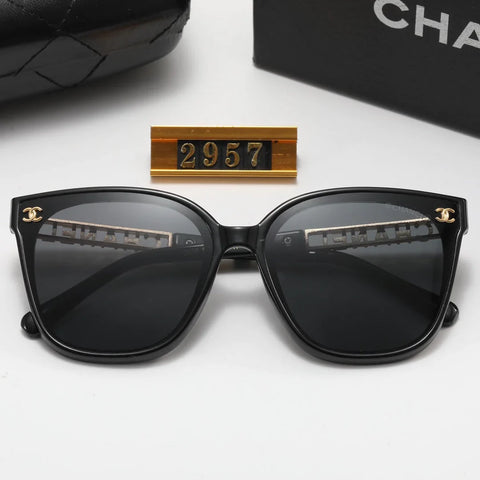 5 Colors Simple Double C Hollow Large Letter Polarized Sunglasses