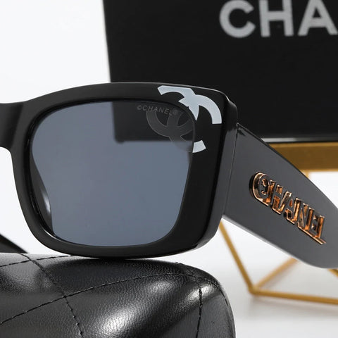 4 color fashion double C print frame polarized sunglasses