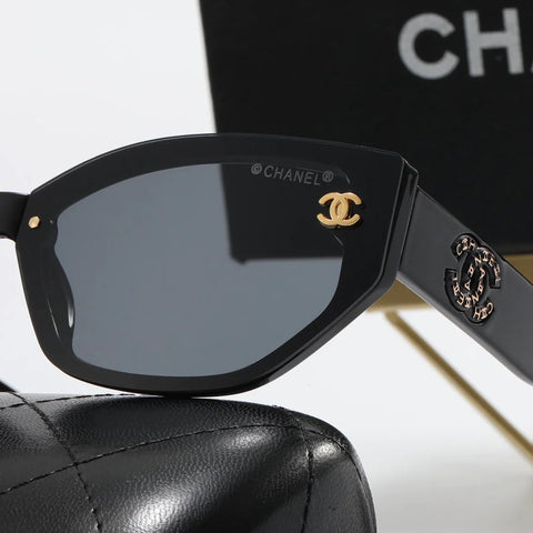 4 color fashion double C inlaid letter polarized sunglasses