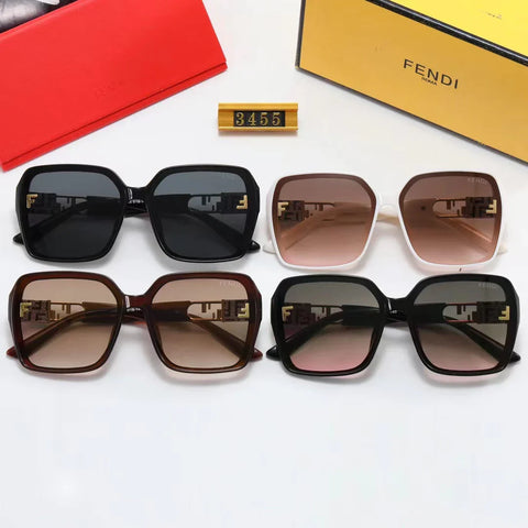 4-color fashion double F letter LOGO hollow temple polarized sunglasses