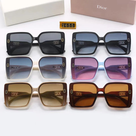 6-color fashion CD letter temple stripe sunglasses