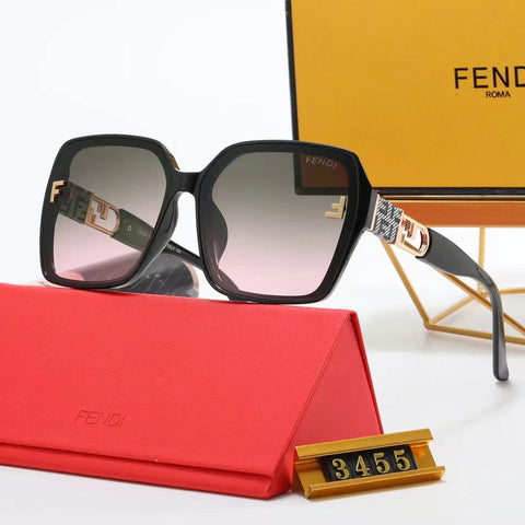 4-color fashion double F letter LOGO hollow temple polarized sunglasses