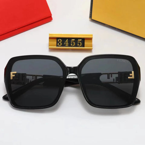 4-color fashion double F letter LOGO hollow temple polarized sunglasses