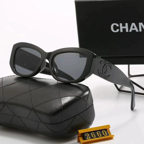 6-color stylish CC letter temple sunglasses