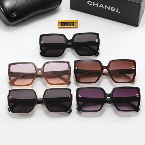 5-color stylish CC letter temple sunglasses