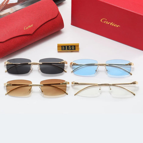 4 color fashion frameless leopard frame polarized sunglasses