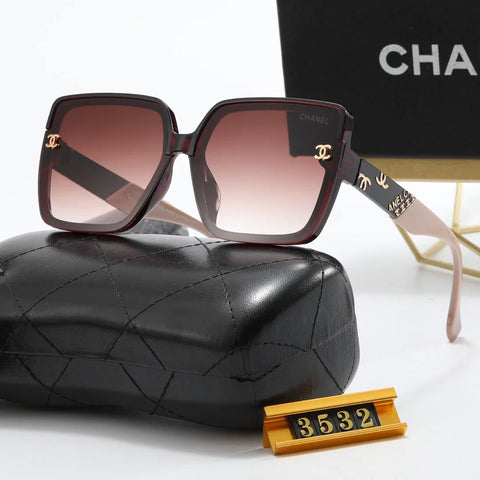 5-color stylish CC letter temple sunglasses