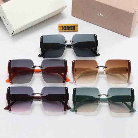 5 colors fashion frameless splicing oval CD temple polarized sunglasses